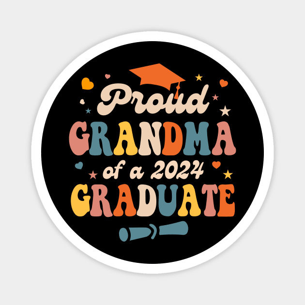 Proud Grandma Of A 2024 Graduate For Family Graduation Gift For Men women Magnet by Patch Things All